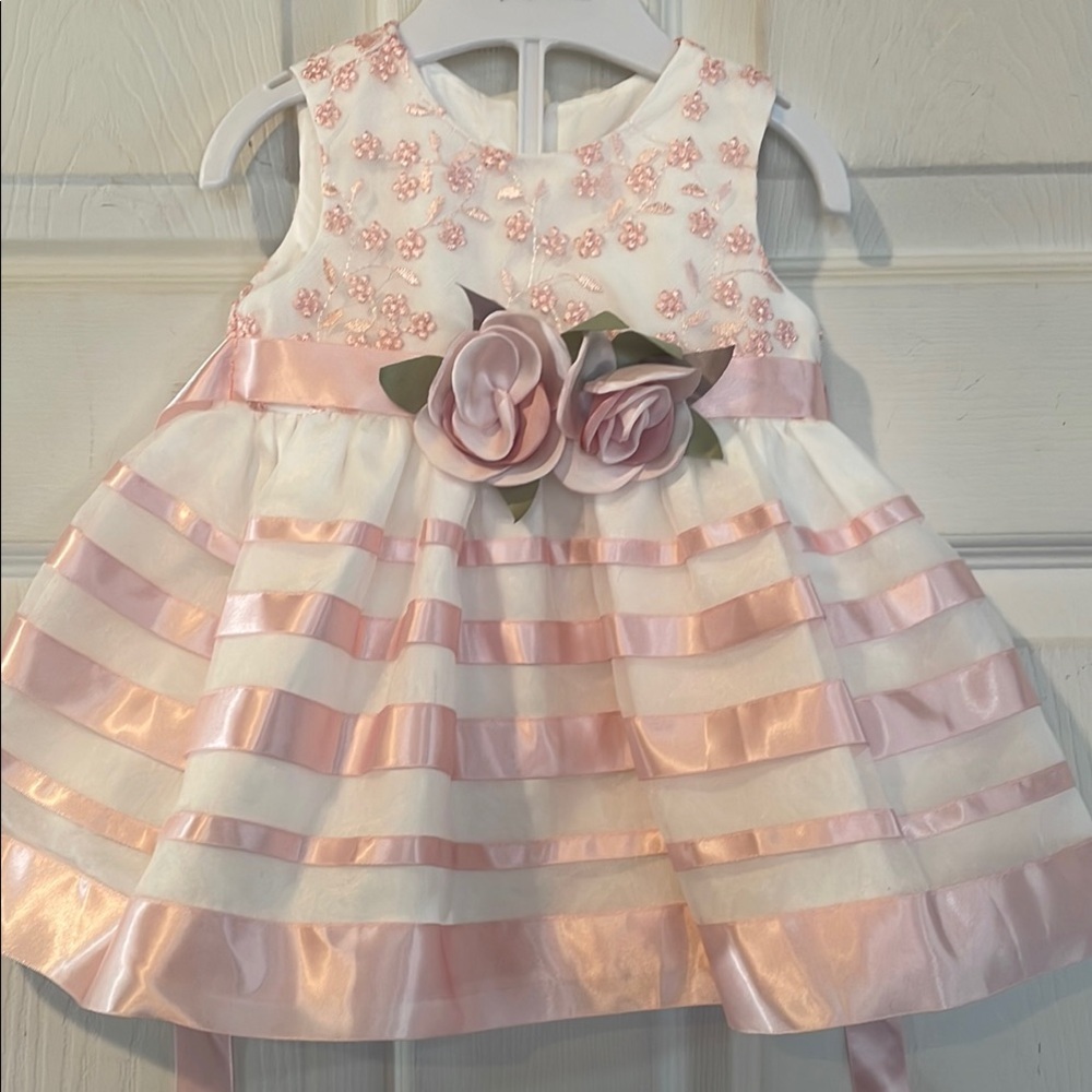 Bonnie Baby Size 3-6 months. Pink and White Floral Kids Dress